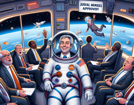 Trump Accidentally Launches Republicans Into Outer Space, Enabling Democrats To Slip Past With Judicial Nominees: He Just Wanted to Show Off His Rocket!